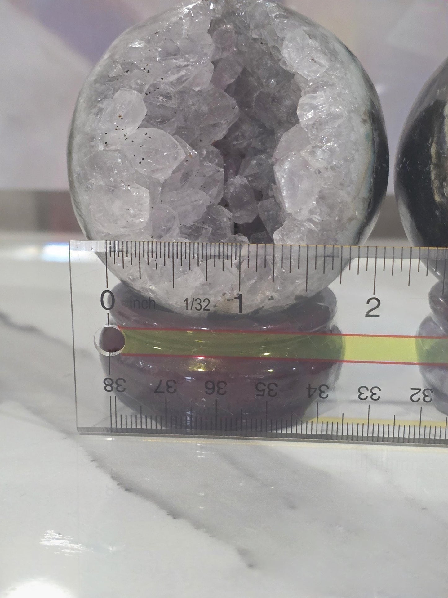 Amethyst Geode Sphere Pair w/ Stands | Druzy Crystal Set