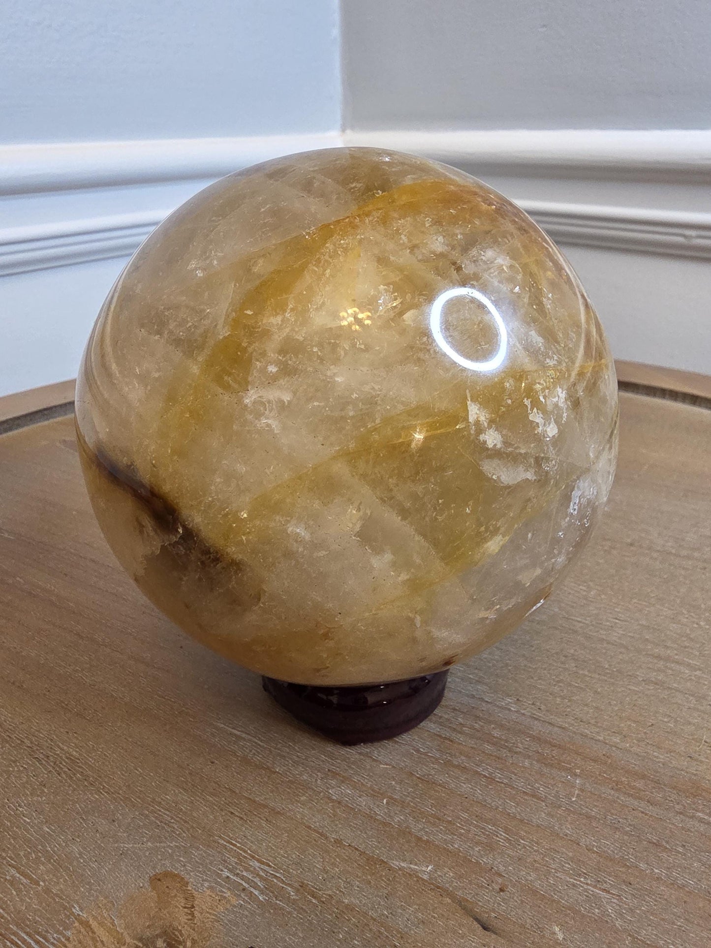 Golden Healer Quartz Sphere | Polished Honey Crystal Ball, Warm Energy Stone