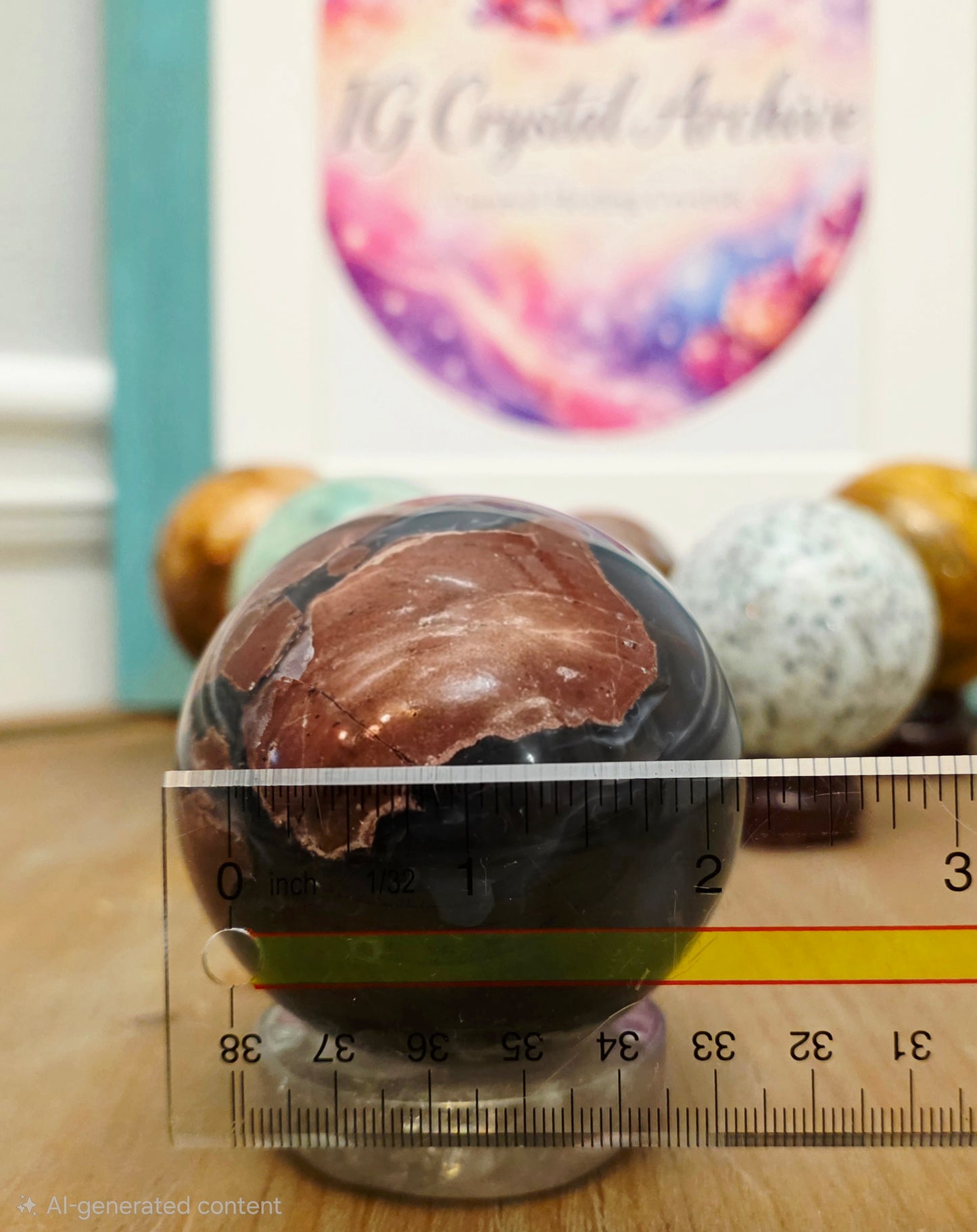 Natural Brecciated Red Jasper Sphere | Black & Red Jasper Crystal Sphere | Polished Gemstone Décor | 2.25" Collectible Sphere
