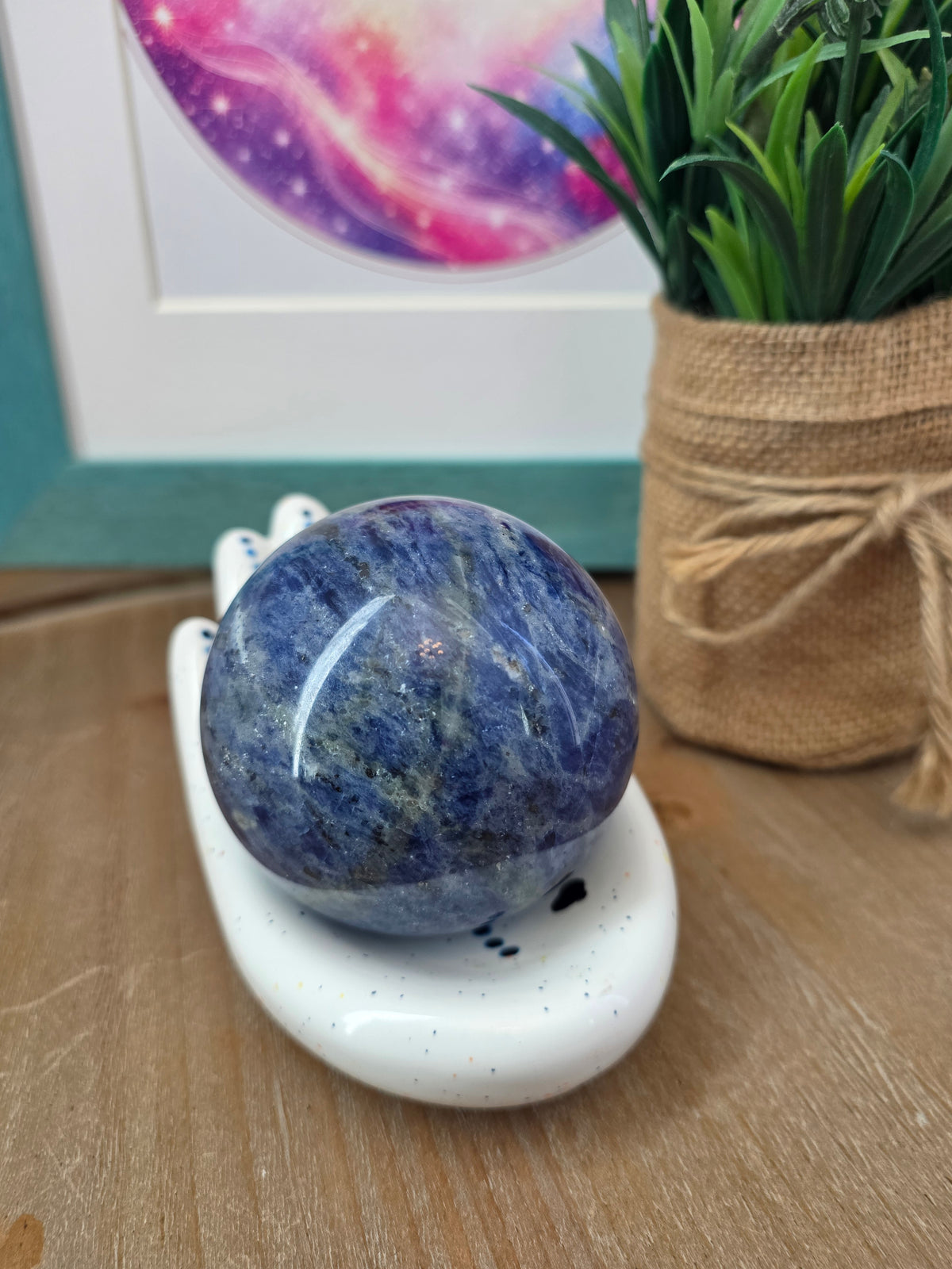 55mm Natural Sodalite Crystal Sphere | Polished Blue Gemstone Sphere | Decorative Crystal Home Décor