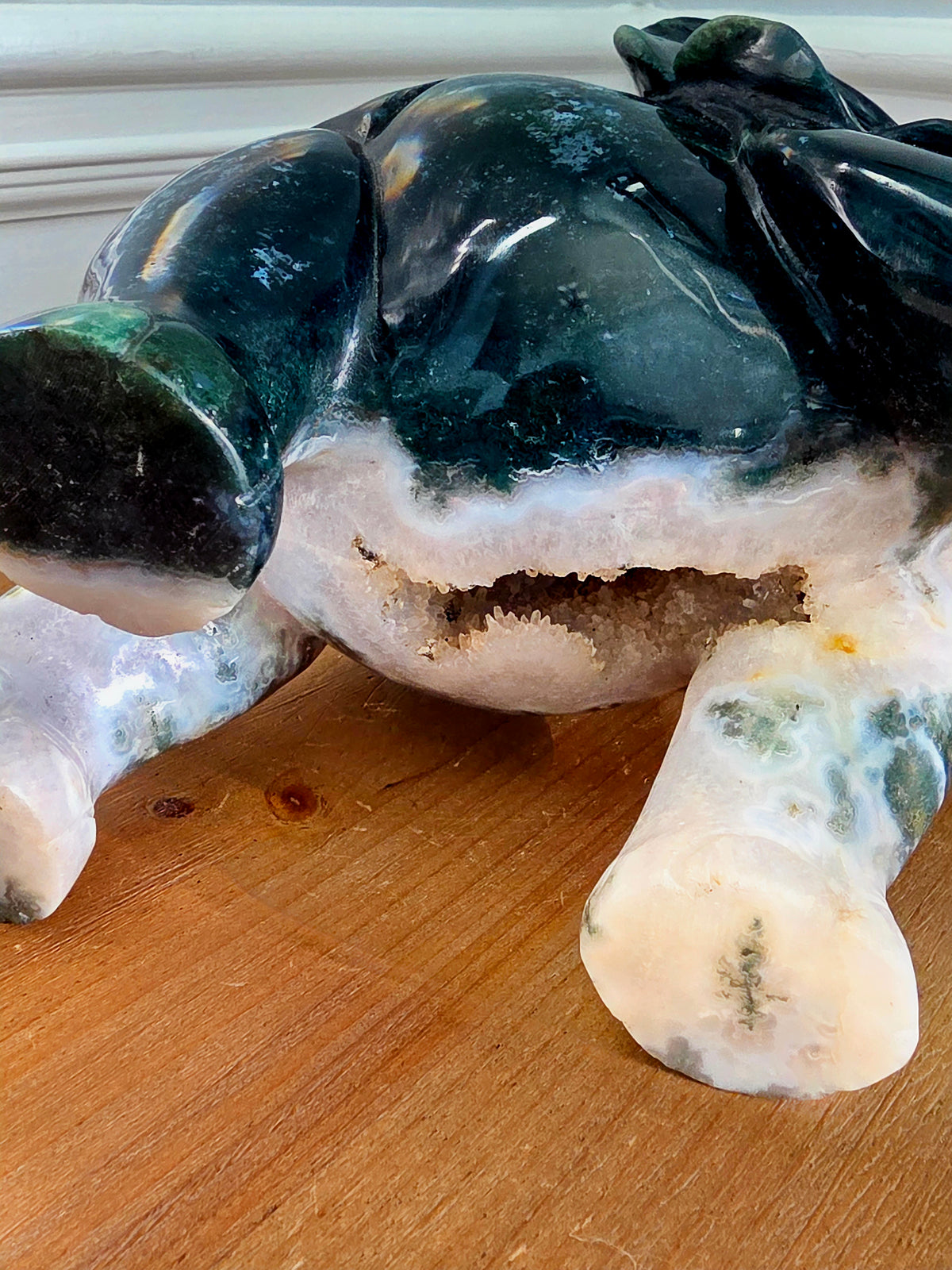 XL Ocean Jasper Elephant with Natural Druzy Geode | 15+ lb Hand-Carved Crystal Elephant | Large Statement Stone Décor