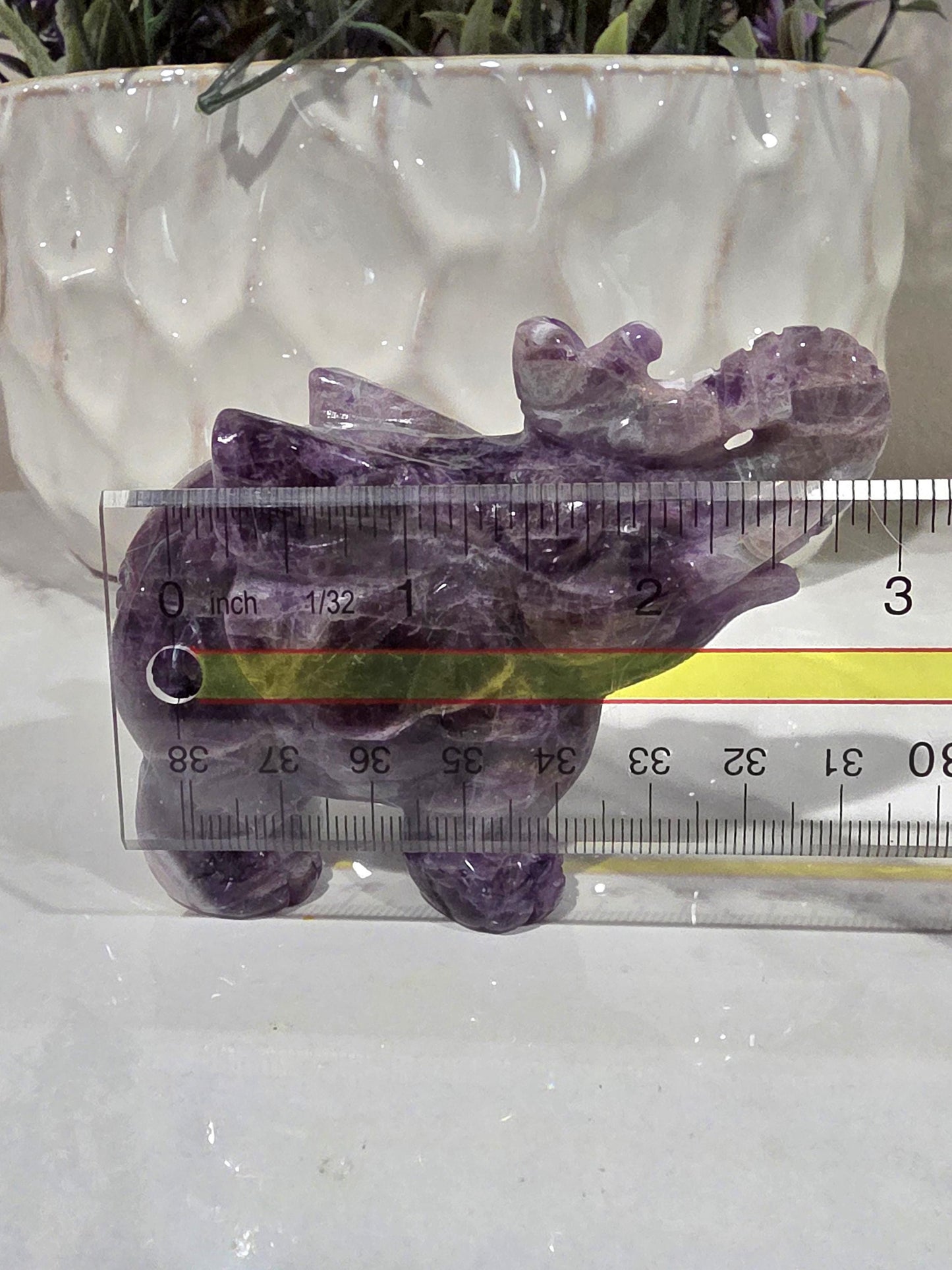 Hand Carved Amethyst Elephant Figurine, Polished Crystal Stone, Spiritual Good Luck Decor