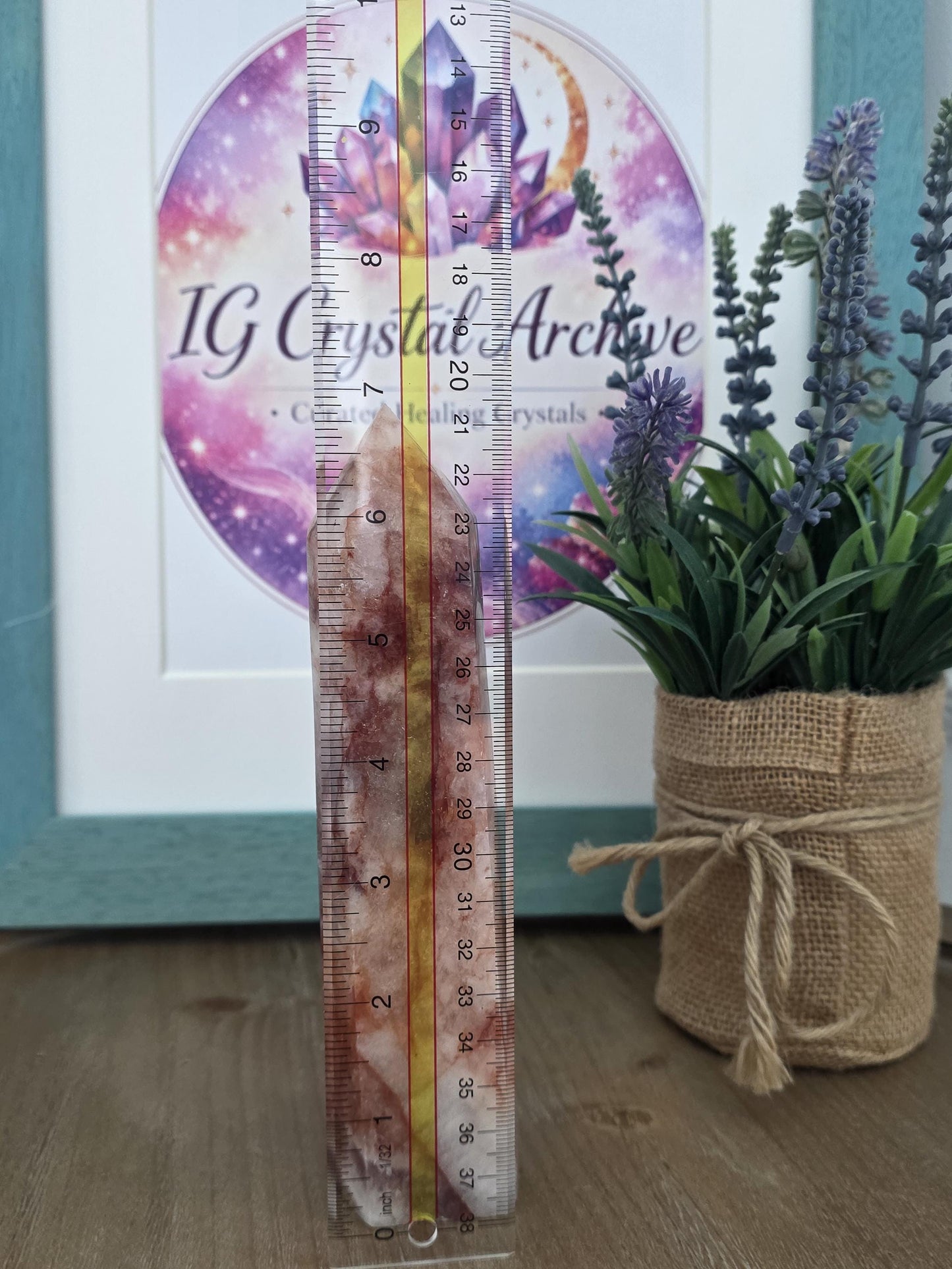 Large Hematoid Quartz Tower | Red Vein Polished Crystal Décor