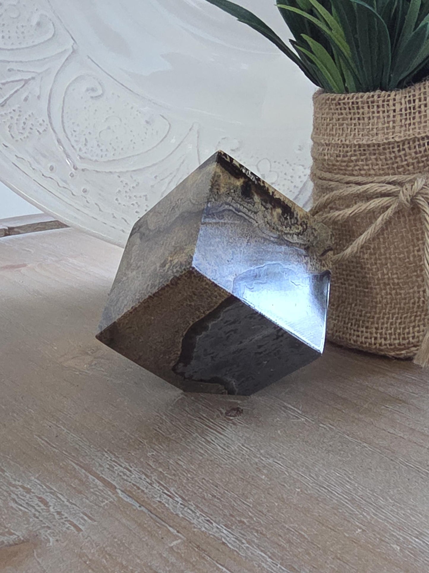 Rare Picture Jasper Cube | Scenic Landscape Stone Sculpture | Polished Collector Crystal