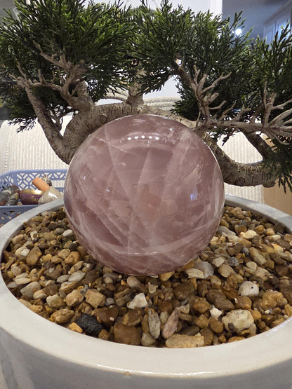 Large Polished Rose Quartz Sphere – Home Décor