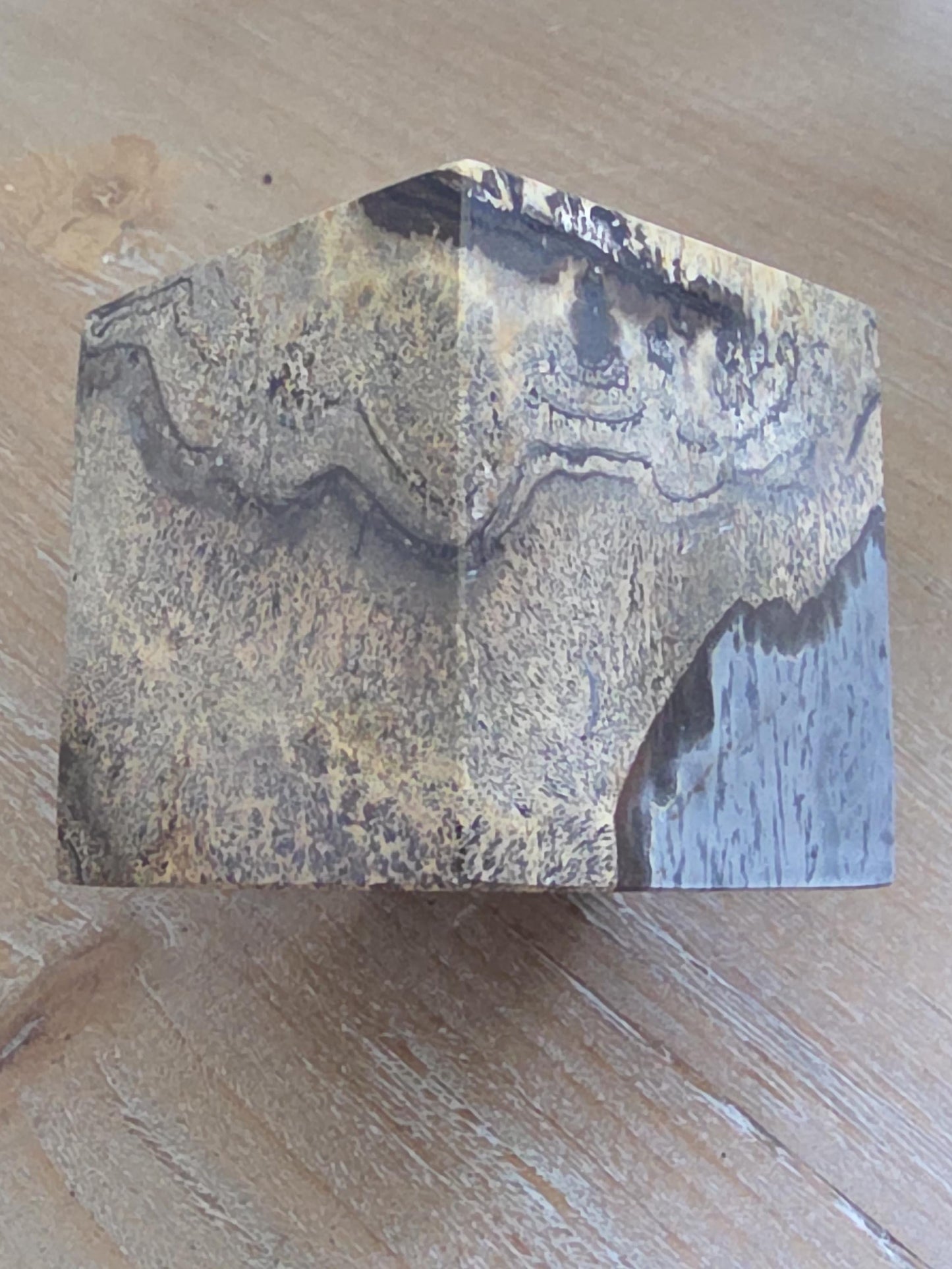 Rare Picture Jasper Cube | Scenic Landscape Stone Sculpture | Polished Collector Crystal