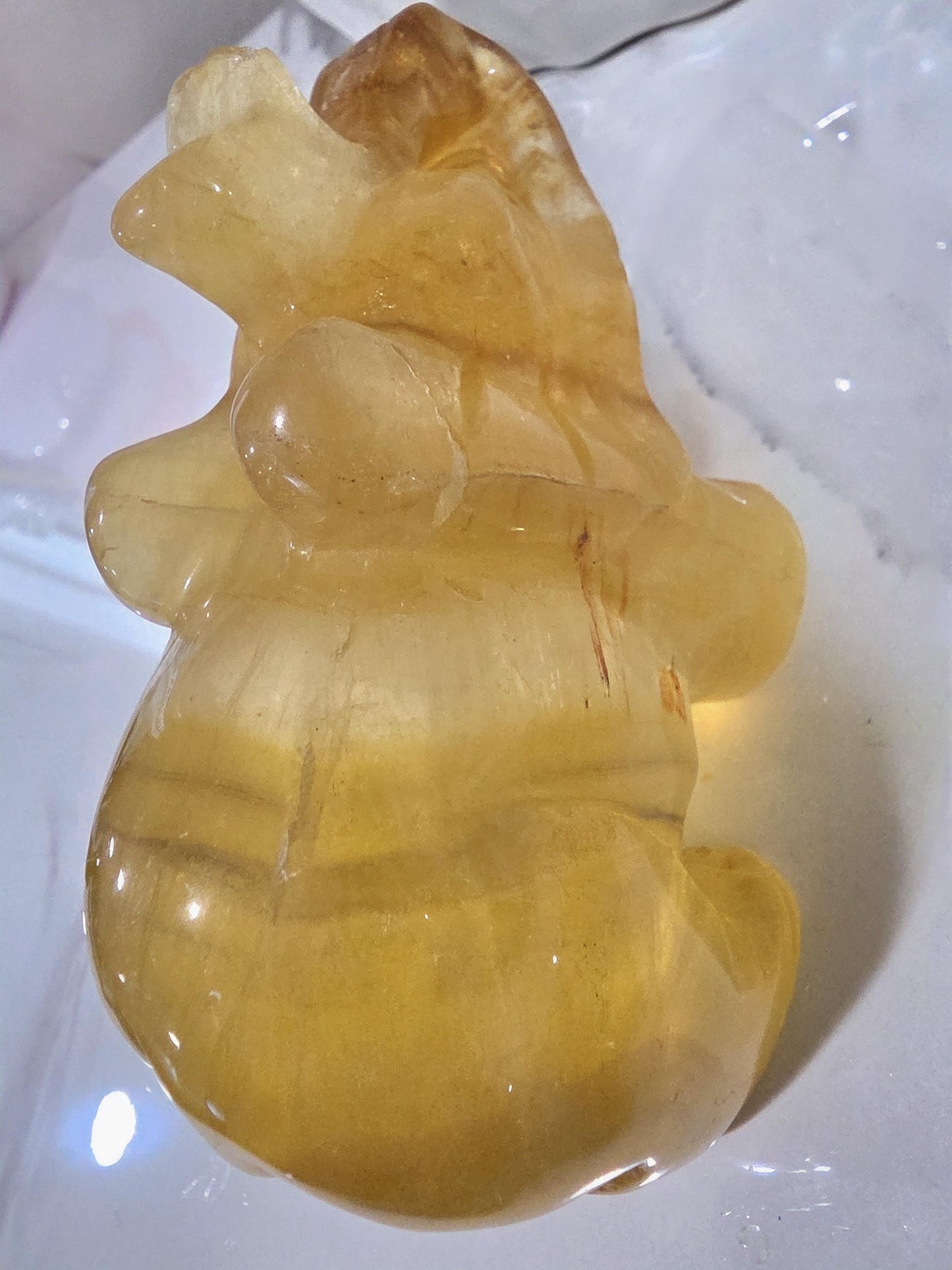 Golden Fluorite Elephant Carving | Hand Carved Crystal Elephant |