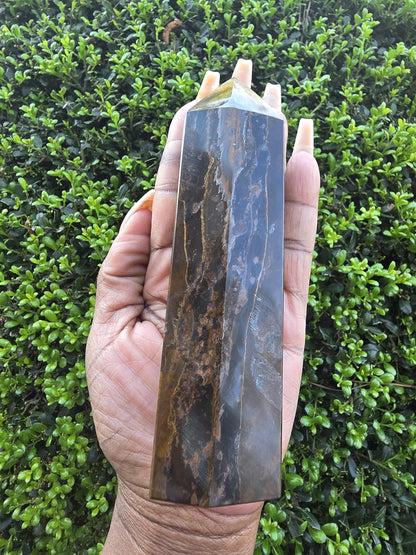 Tiger's Eye Single Terminated Crystal Wand | Polished Golden Brown Chatoyancy Stone