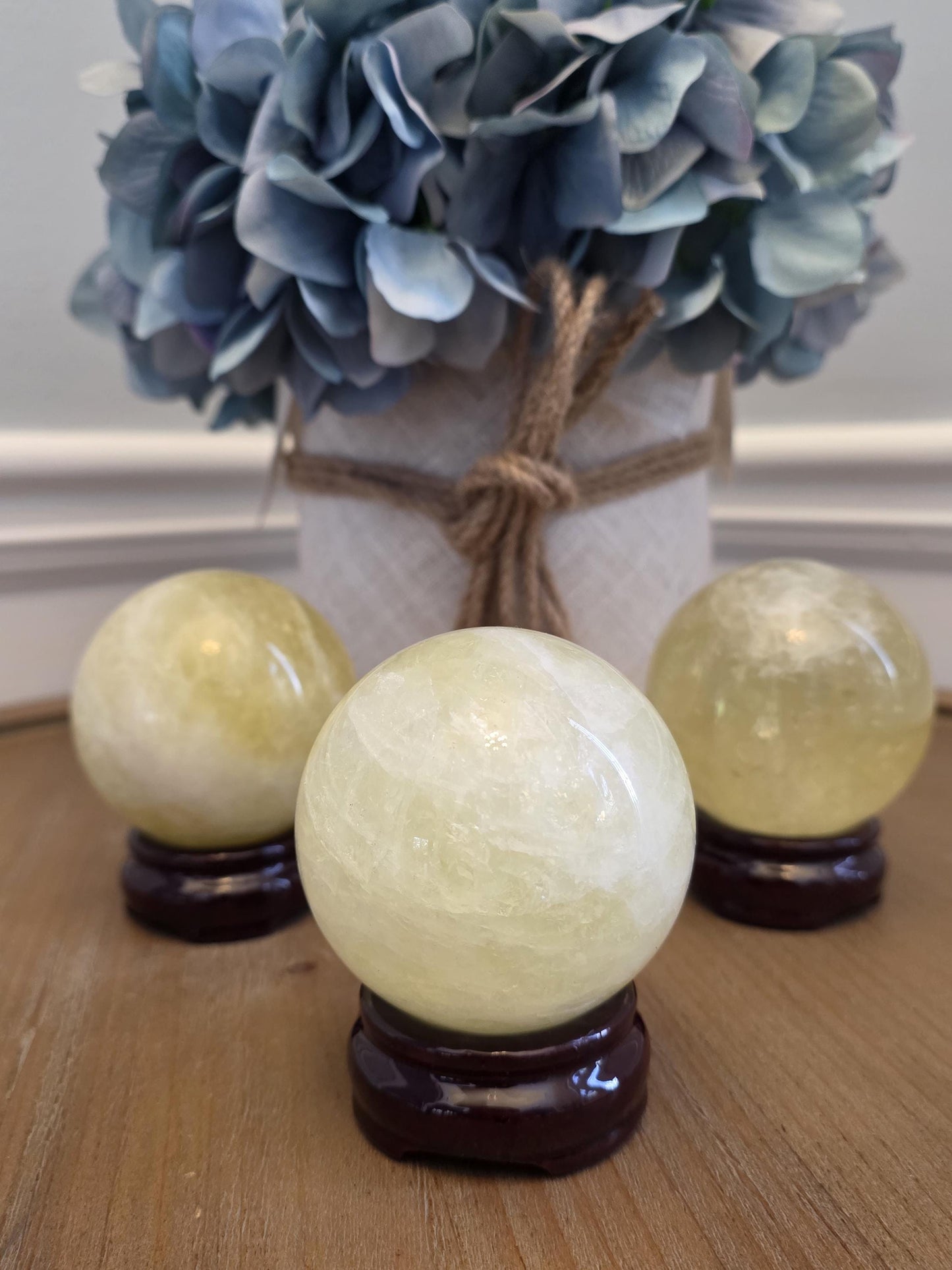 Polished Yellow Calcite Sphere | Pale Lemon Crystal Orb, Meditation Decor