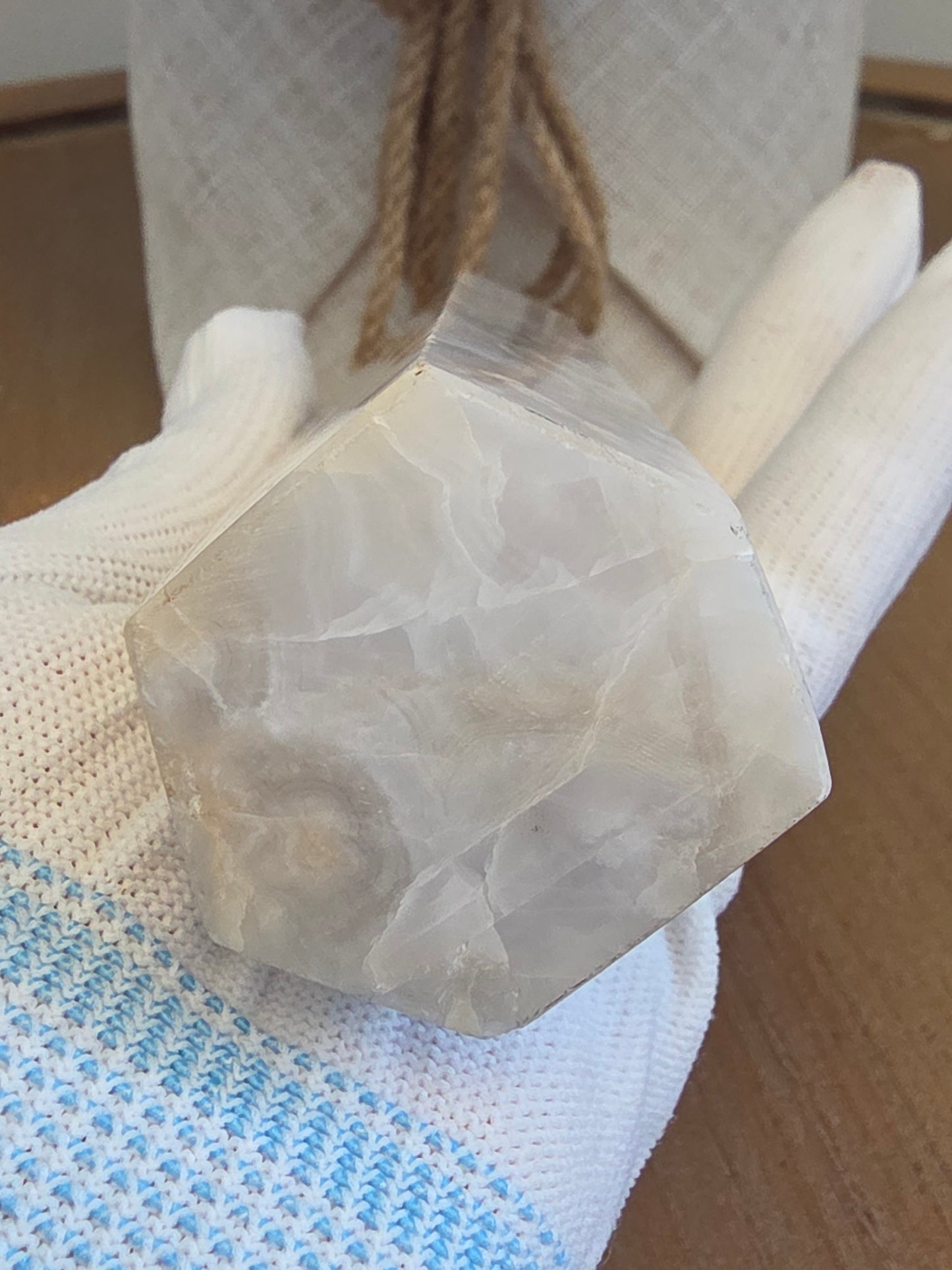 Gray Flower Agate Tower 6” | White Gray Polished Crystal Point | Natural Cloudy Agate Stone Décor | IG Crystal Archive