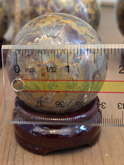 Leopard Skin Jasper Sphere 50mm | Natural Polished Crystal Ball | Brown Gold Spotted Stone Décor | IG Crystal Archive