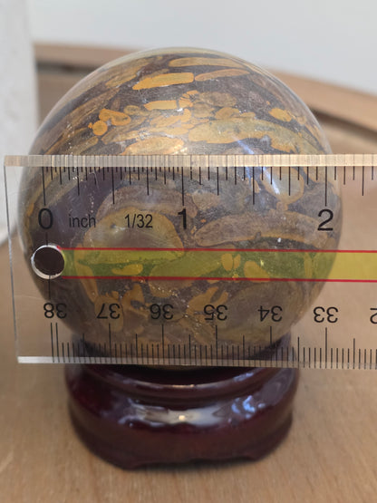 Leopard Skin Jasper Sphere 50mm | Natural Polished Crystal Ball | Brown Gold Spotted Stone Décor | IG Crystal Archive