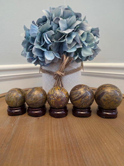 Leopard Skin Jasper Sphere 50mm | Natural Polished Crystal Ball | Brown Gold Spotted Stone Décor | IG Crystal Archive