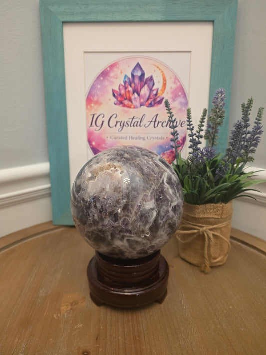 Large Chevron Amethyst Sphere 4" | Natural Dog Tooth Amethyst Crystal Ball | Purple Quartz Home Décor | Collector Mineral | IG Crystal Archive
