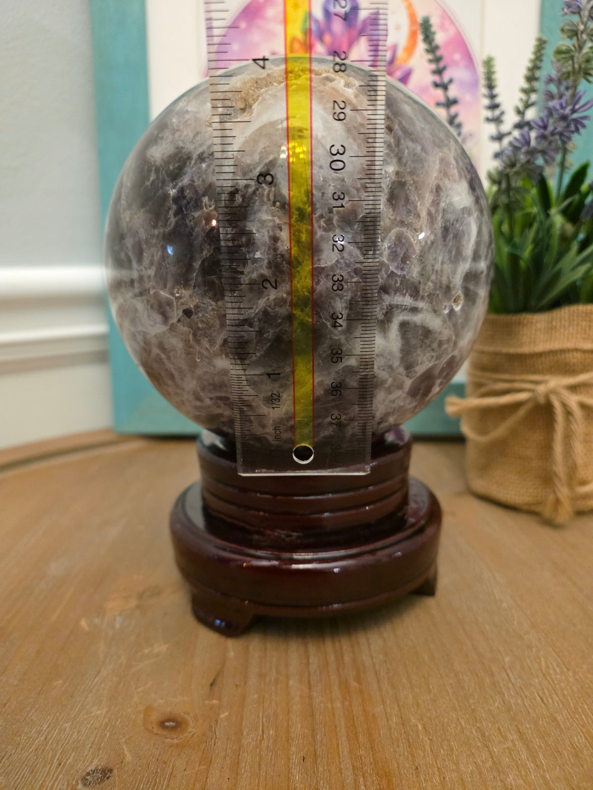 Large 4" Purple Lepidolite Crystal Sphere | Natural Polished Lavender Mica Quartz Display Stone | Home Office Décor