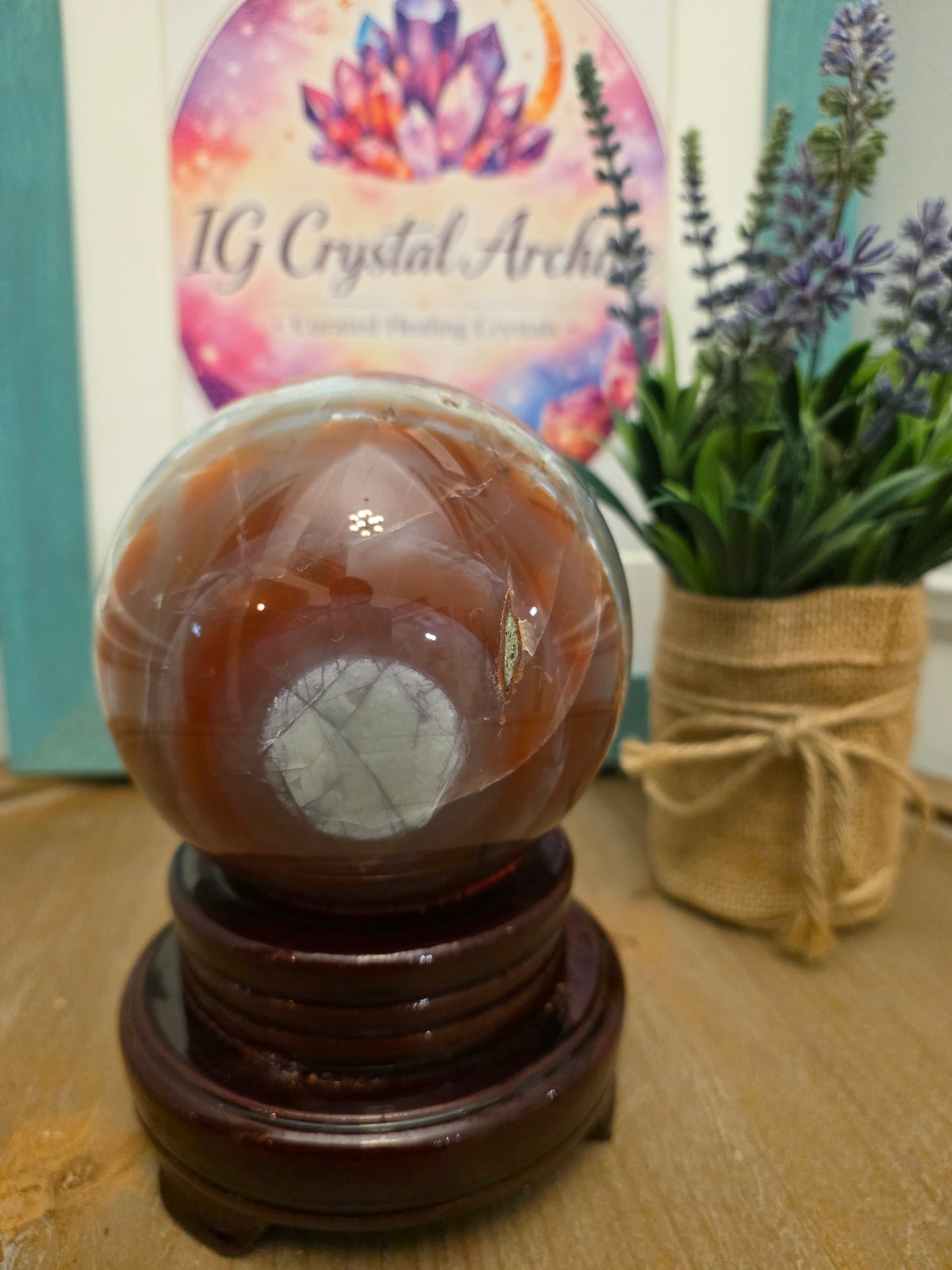 Large Banded Agate Sphere with Druzy | 3" Natural Polished Agate Crystal Ball | Gray White & Caramel Display Sphere | Exact Stone