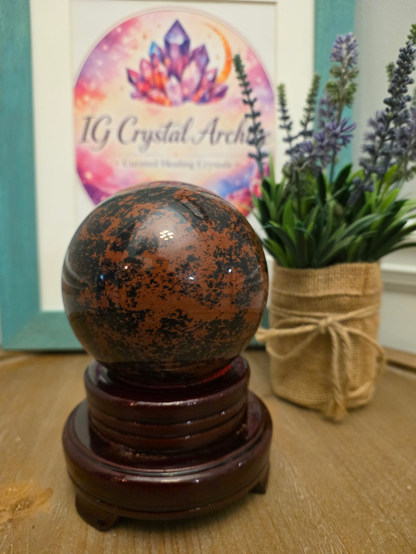 Large Mahogany Obsidian Sphere | 2.5" Polished Natural Volcanic Glass | Decorative Crystal Sphere | Exact Stone