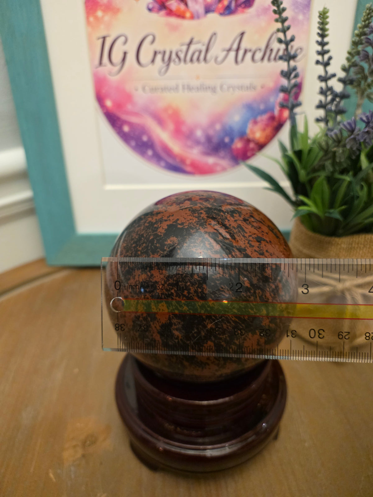 Large Mahogany Obsidian Sphere | 2.5" Polished Natural Volcanic Glass | Decorative Crystal Sphere | Exact Stone