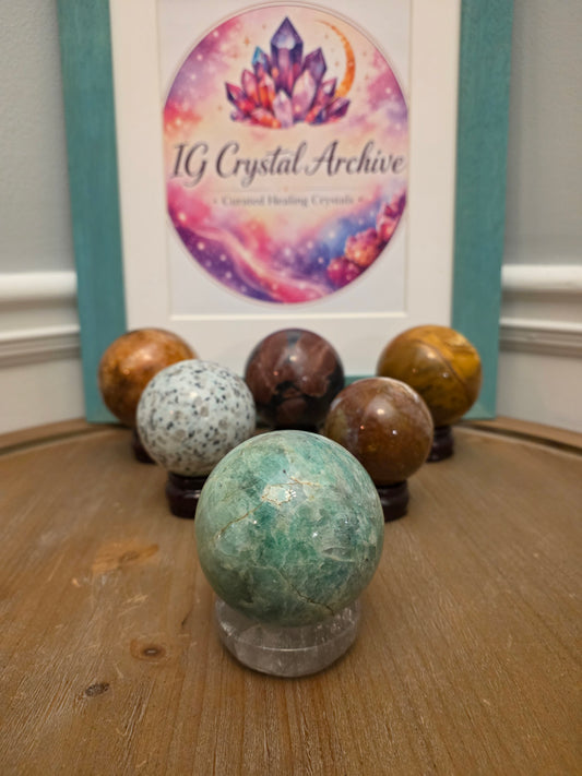 Natural Amazonite Sphere | Polished Green Amazonite Crystal Sphere | 2" Decorative Gemstone | Exact Stone Shown