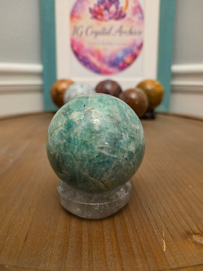 Natural Amazonite Sphere | Polished Green Amazonite Crystal Sphere | 2" Decorative Gemstone | Exact Stone Shown