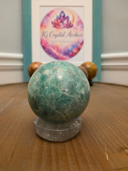 Natural Amazonite Sphere | Polished Green Amazonite Crystal Sphere | 2" Decorative Gemstone | Exact Stone Shown