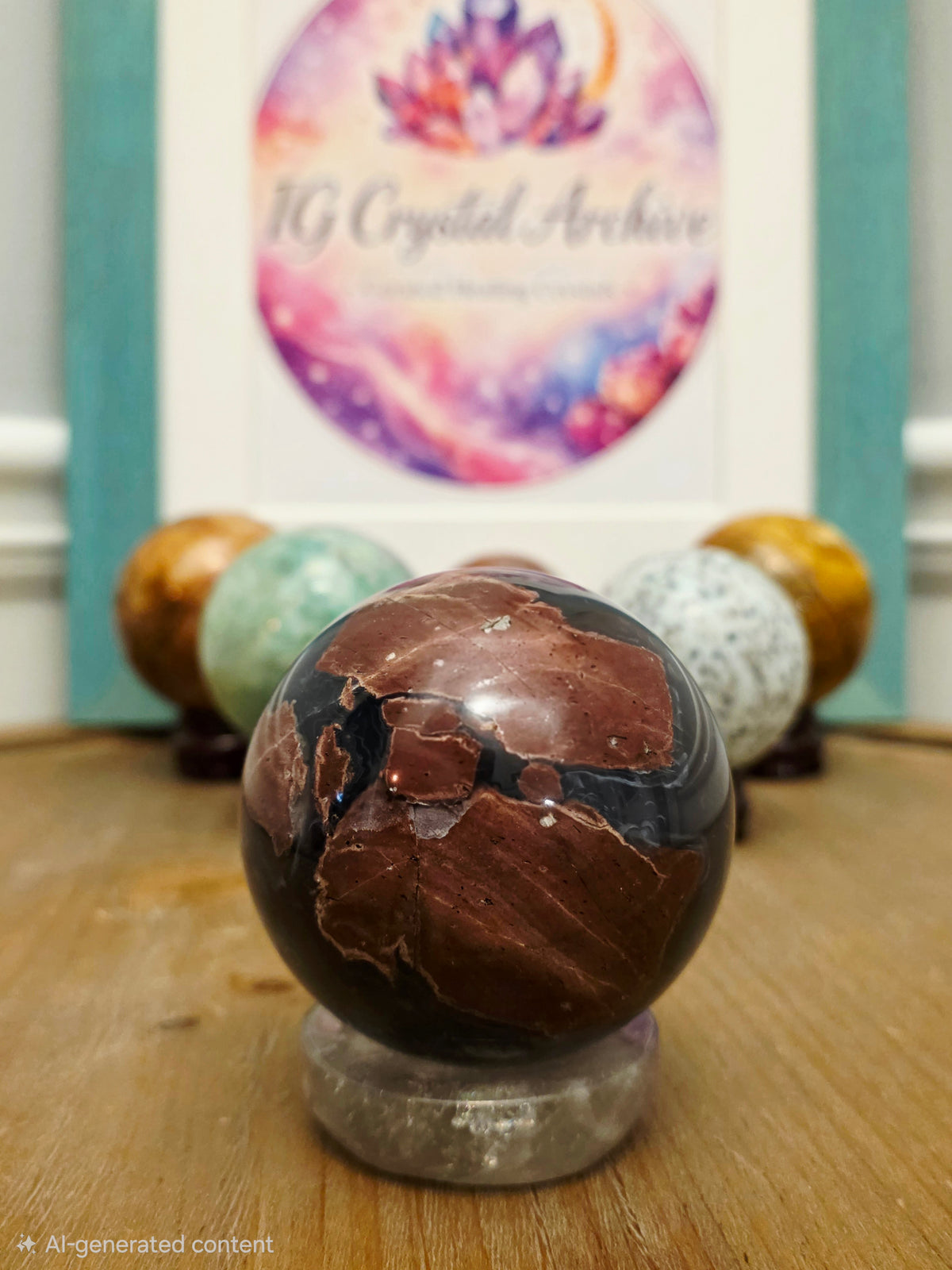 Natural Brecciated Red Jasper Sphere | Black & Red Jasper Crystal Sphere | Polished Gemstone Décor | 2.25" Collectible Sphere
