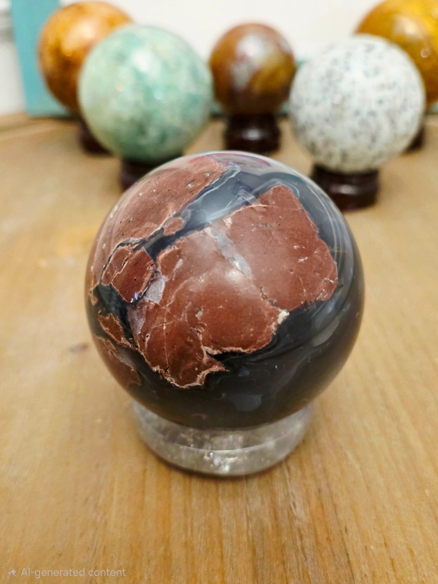 Natural Brecciated Red Jasper Sphere | Black & Red Jasper Crystal Sphere | Polished Gemstone Décor | 2.25" Collectible Sphere
