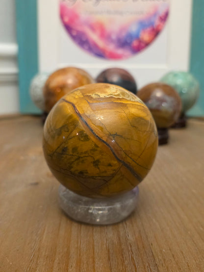 Natural Picture Jasper Sphere | Scenic Landscape Jasper Crystal Sphere | Polished Gemstone Décor | 2.3" Collectible Sphere