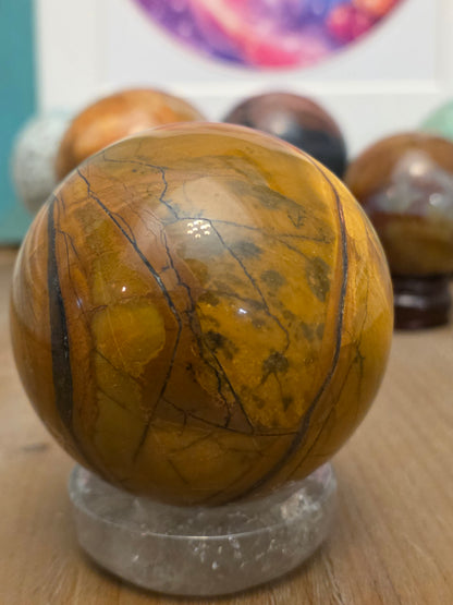 Natural Picture Jasper Sphere | Scenic Landscape Jasper Crystal Sphere | Polished Gemstone Décor | 2.3" Collectible Sphere