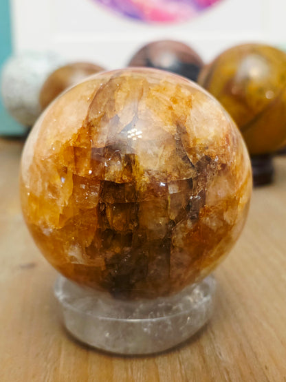 Golden Healer Quartz Sphere | Natural Golden Quartz Crystal Sphere | Polished Gemstone Décor | 2.3" Display Sphere