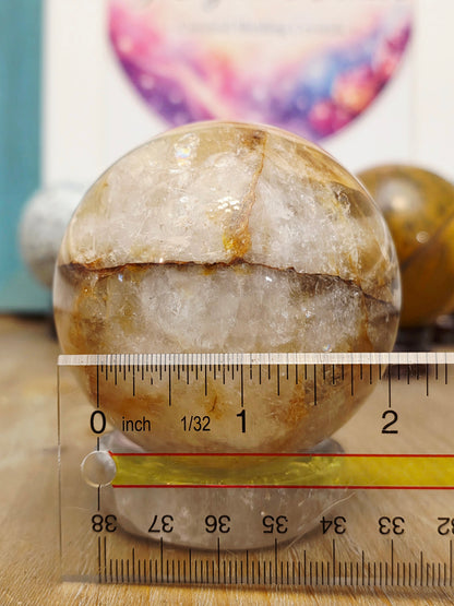 Golden Healer Quartz Sphere | Natural Golden Quartz Crystal Sphere | Polished Gemstone Décor | 2.3" Display Sphere