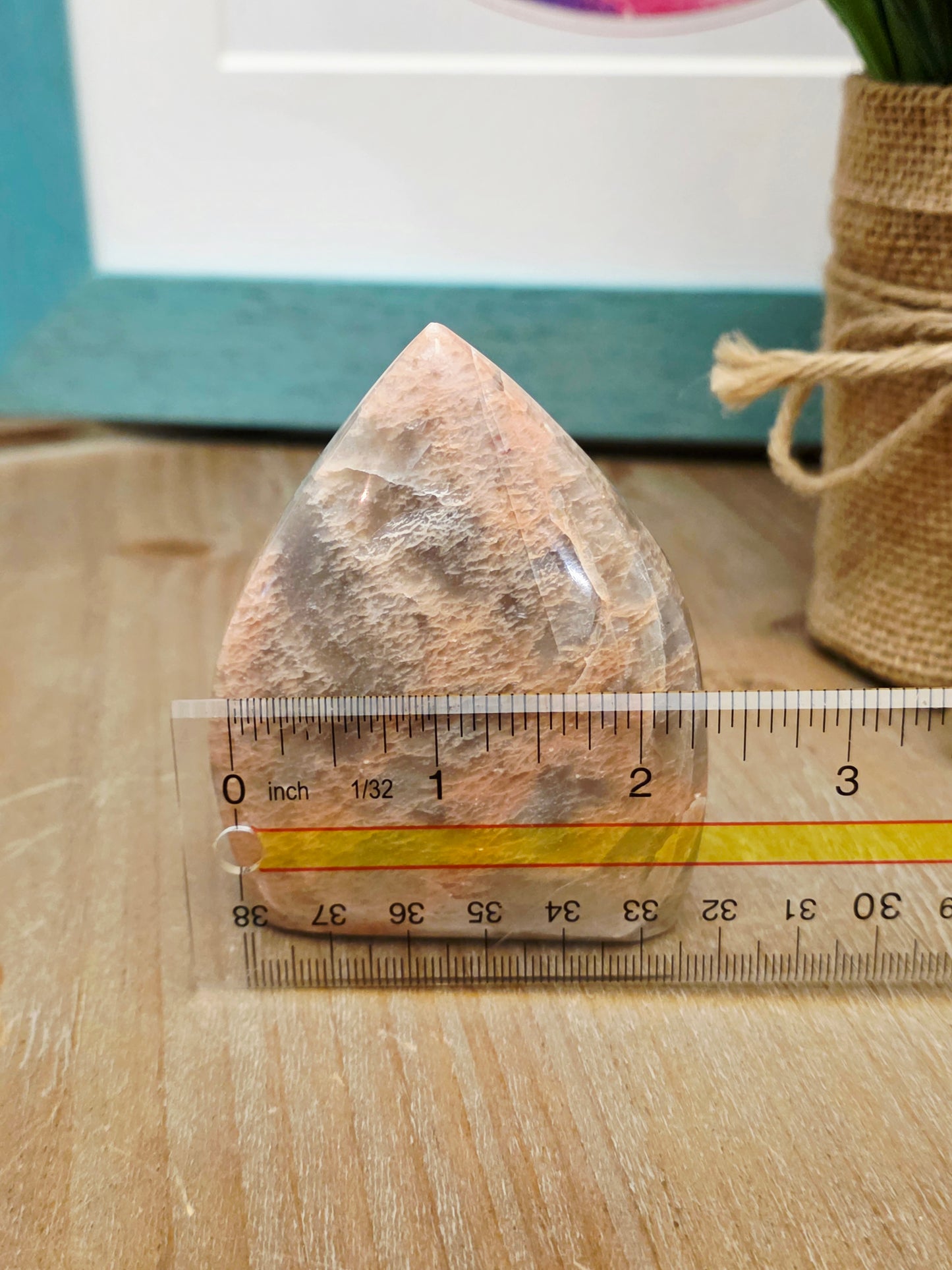 Pink Moonstone Flame Carving | Natural Peach Moonstone Polished Crystal | Decorative Mineral Display | One-of-a-Kind Collectible