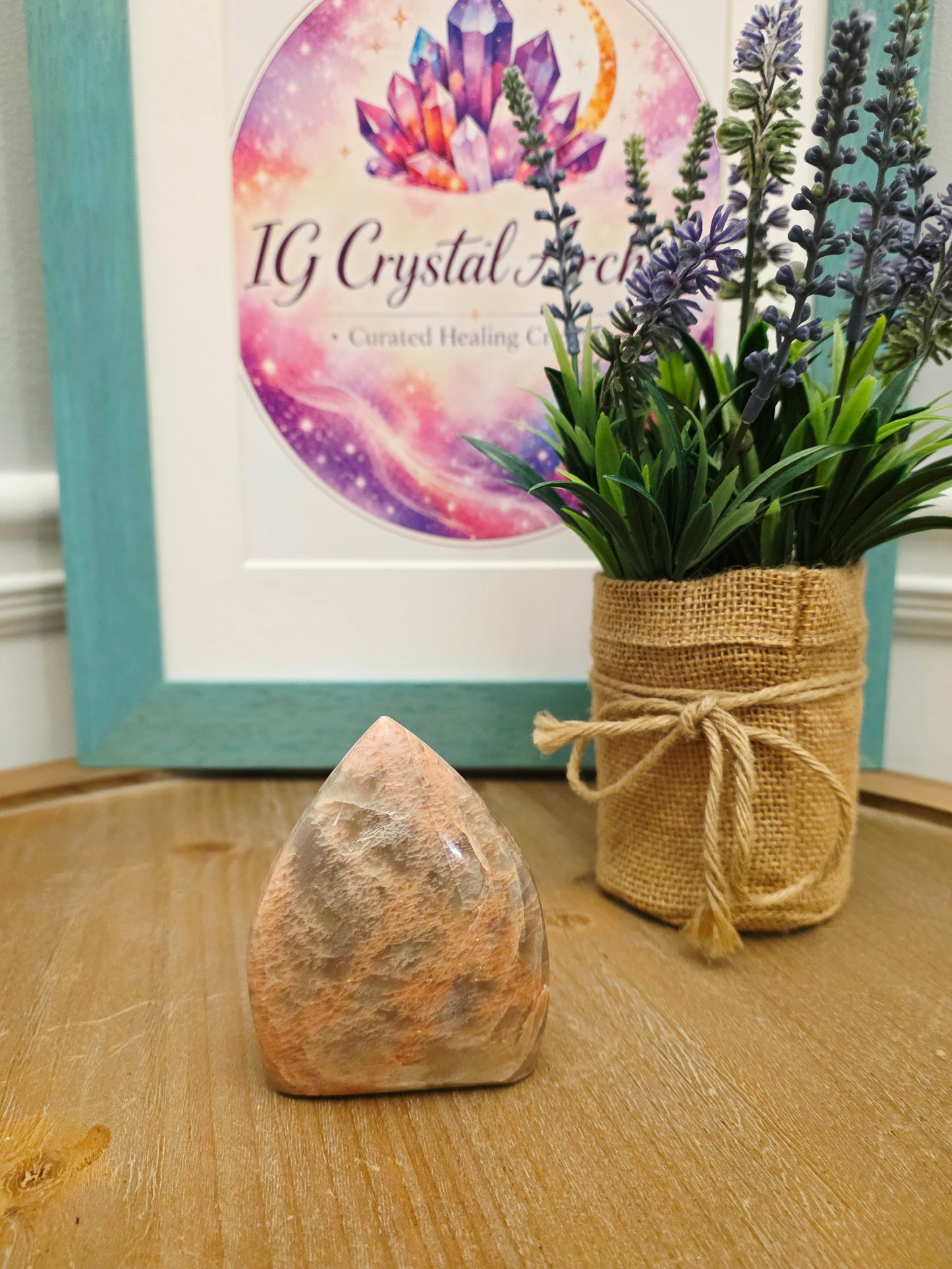 Pink Moonstone Flame Carving | Natural Peach Moonstone Polished Crystal | Decorative Mineral Display | One-of-a-Kind Collectible