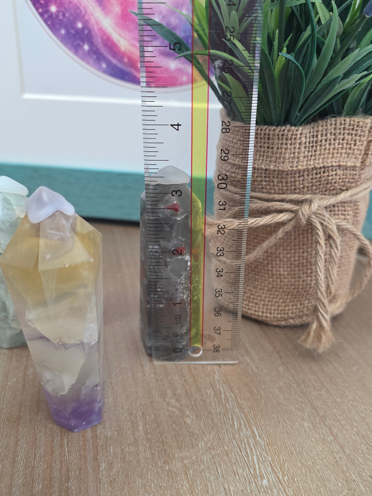 Natural Crystal Tower Set of 3 | Caribbean Calcite, Rainbow Fluorite & Bloodstone | Polished Crystal Points | Collector Gift Set | Home Décor