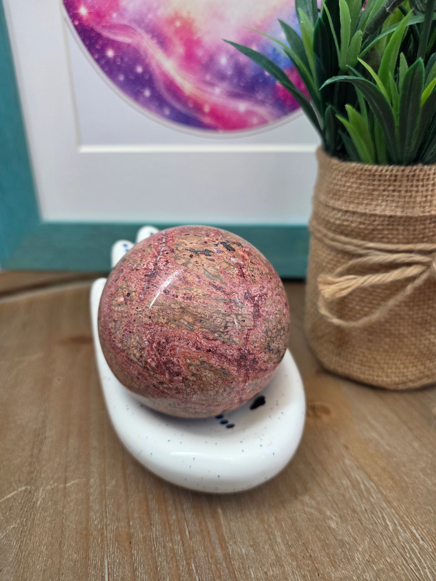 2" Natural Leopard Skin Jasper Sphere | Pink Orbicular Jasper Crystal Ball | Polished Stone Décor | Collector Display