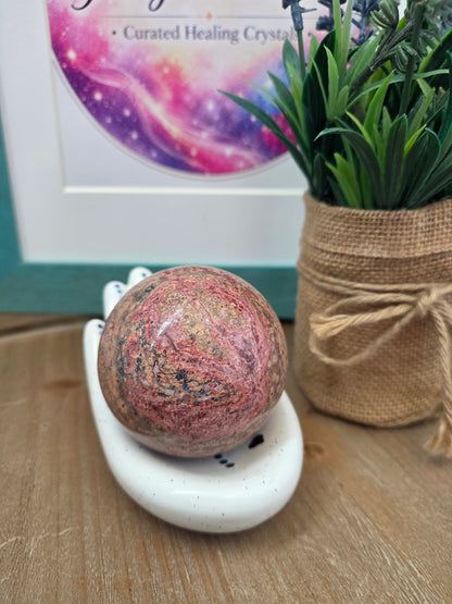 2" Natural Leopard Skin Jasper Sphere | Pink Orbicular Jasper Crystal Ball | Polished Stone Décor | Collector Display