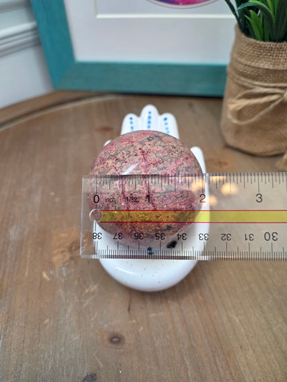 2" Natural Leopard Skin Jasper Sphere | Pink Orbicular Jasper Crystal Ball | Polished Stone Décor | Collector Display