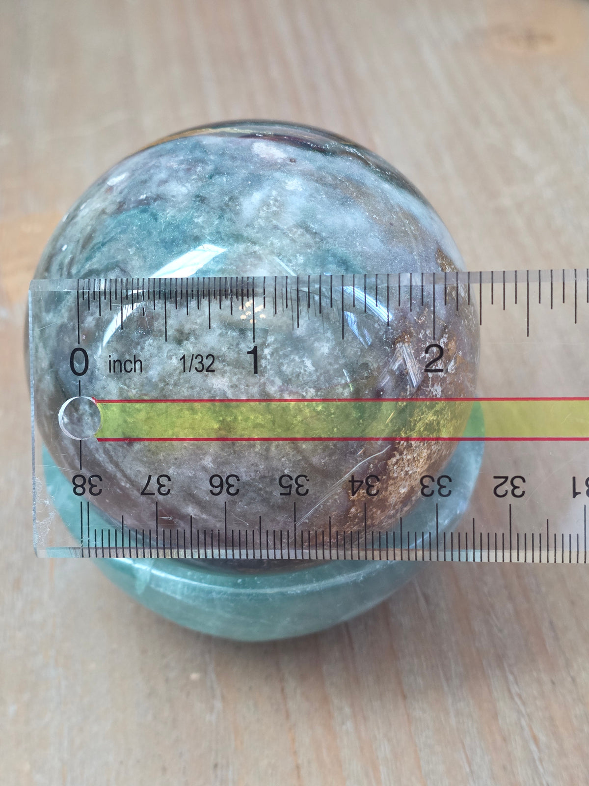 Polychrome Jasper Sphere with Green Fluorite Bowl Stand | 2.5" Natural Crystal Display Set | Collector Mineral Décor