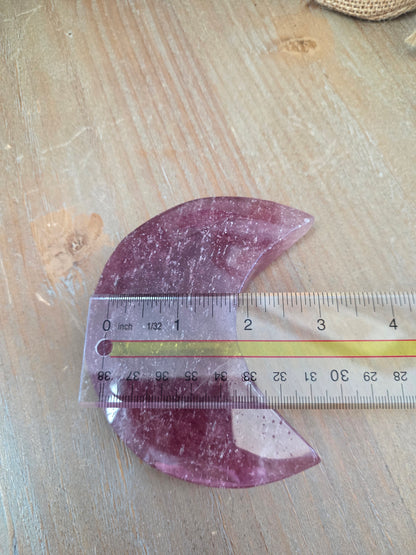 Strawberry Quartz Crescent Moon Carving | 4" Natural Crystal Moon | Pink Gemstone Home Décor