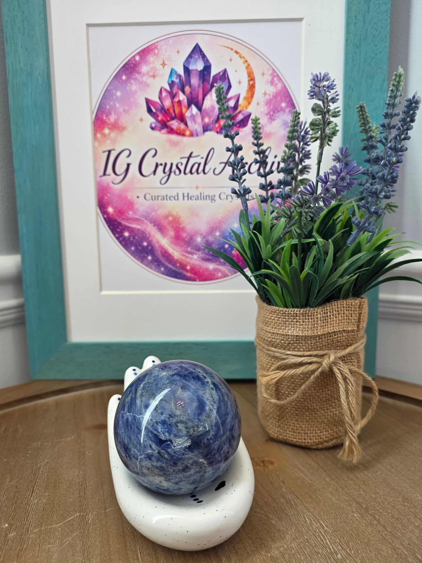 55mm Natural Sodalite Crystal Sphere | Polished Blue Gemstone Sphere | Decorative Crystal Home Décor