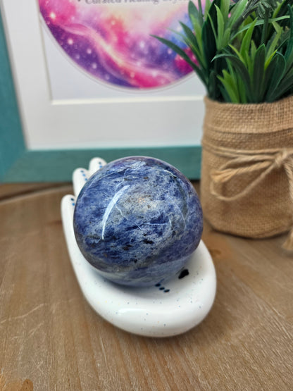 55mm Natural Sodalite Crystal Sphere | Polished Blue Gemstone Sphere | Decorative Crystal Home Décor