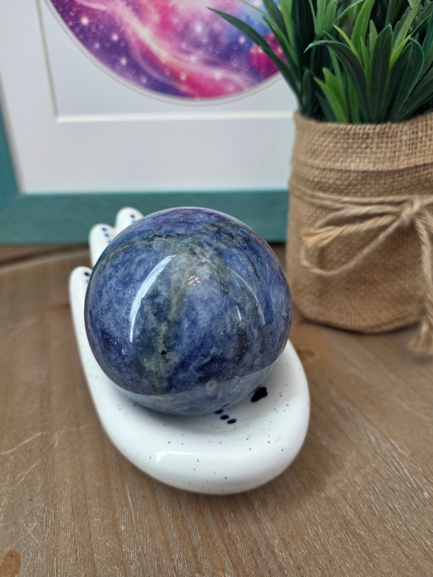 55mm Natural Sodalite Crystal Sphere | Polished Blue Gemstone Sphere | Decorative Crystal Home Décor