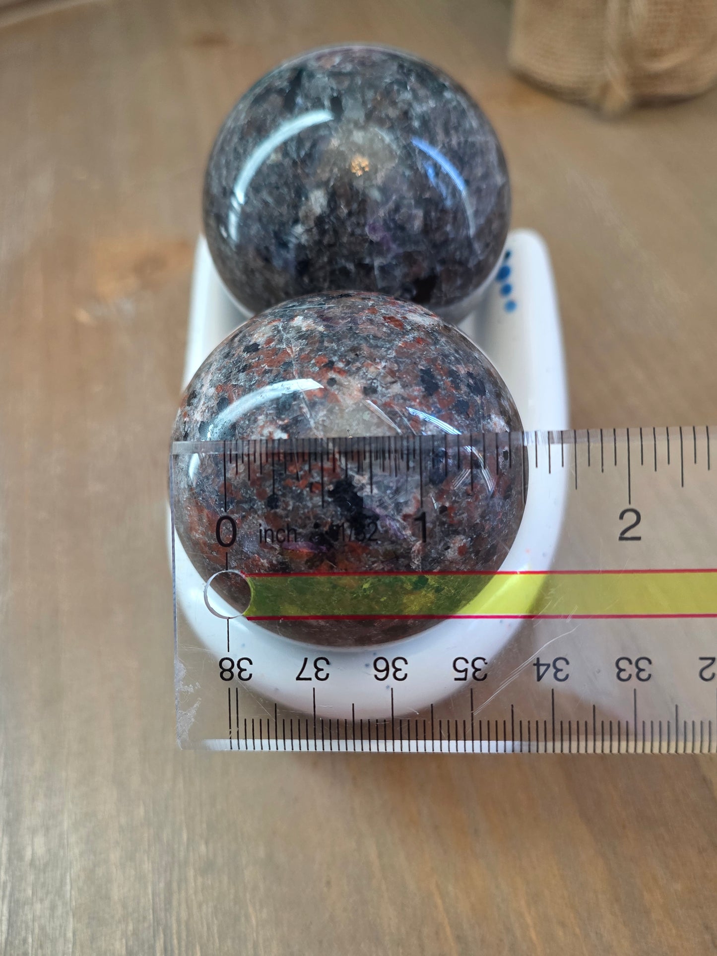 Ruby in Feldspar Crystal Sphere Set | Natural Polished Gemstone Decor | Pair of 50mm Crystal Spheres