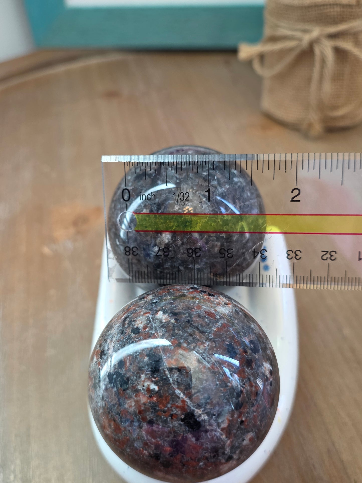 Ruby in Feldspar Crystal Sphere Set | Natural Polished Gemstone Decor | Pair of 50mm Crystal Spheres