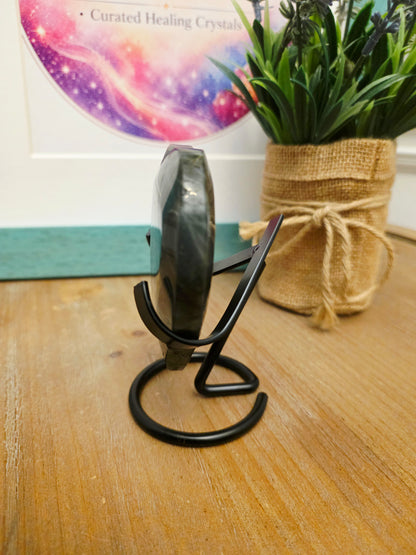 Labradorite Crystal Heart | Large Polished Labradorite Heart with Blue Flash | Protection Intuition Crystal | Crystal Home Decor Gift