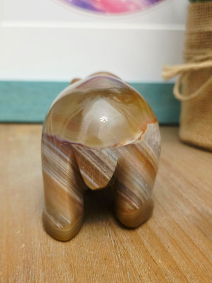 Flower Agate Panda Carving with Druzy | Cherry Blossom Agate Crystal Panda Figurine | Crystal Animal