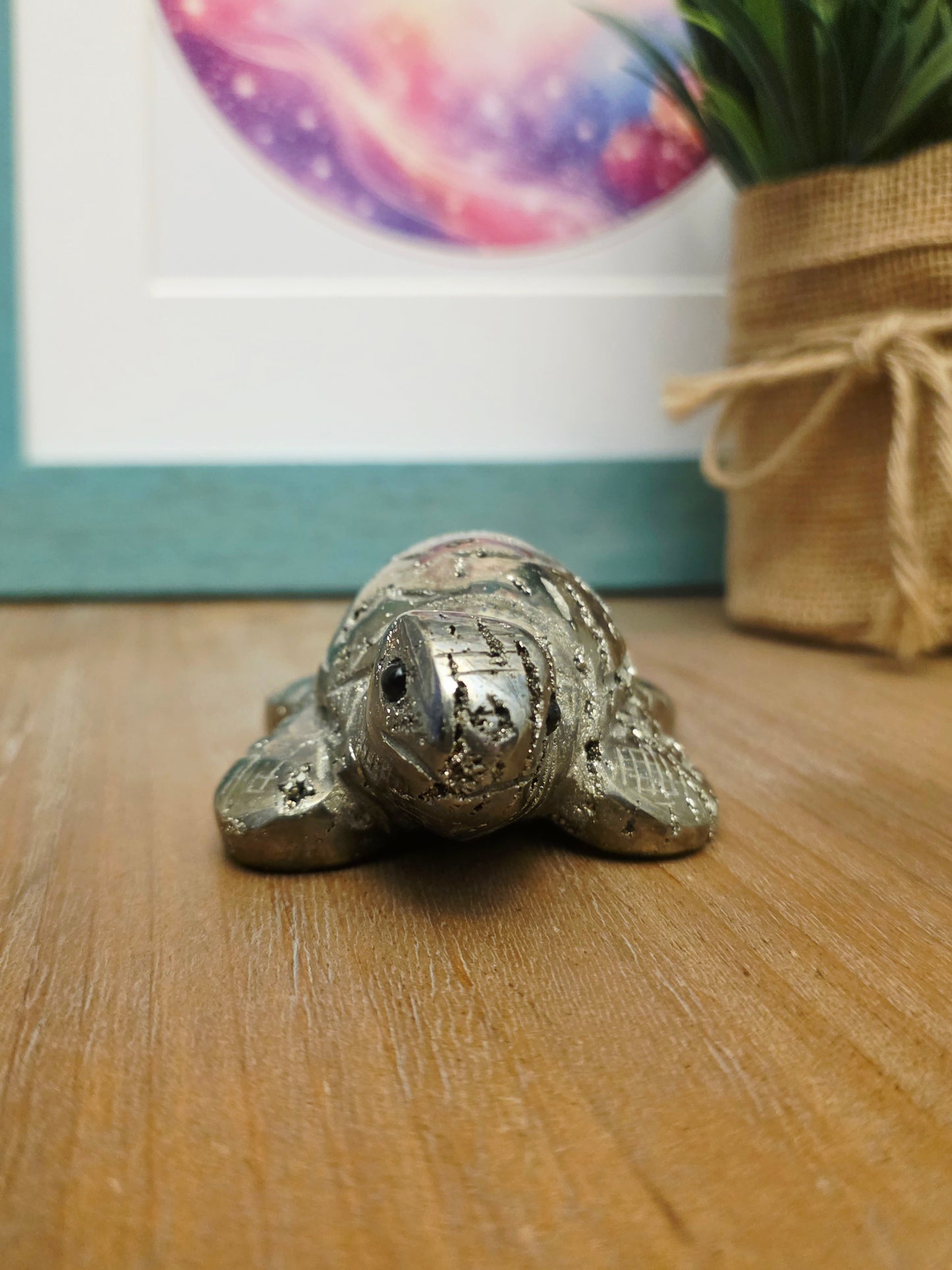 Natural Pyrite Sea Turtle Crystal Carving | 3” Fool’s Gold Turtle | Abundance Prosperity Crystal | Crystal Animal Figurine | Feng Shui Decor