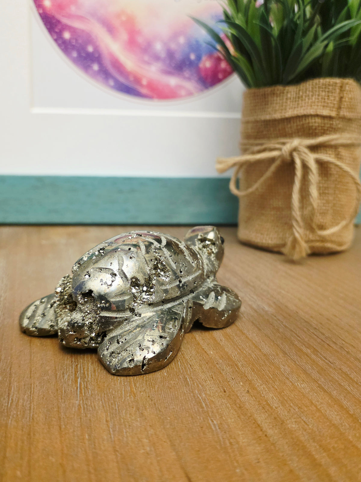 Natural Pyrite Sea Turtle Crystal Carving | 3” Fool’s Gold Turtle | Abundance Prosperity Crystal | Crystal Animal Figurine | Feng Shui Decor
