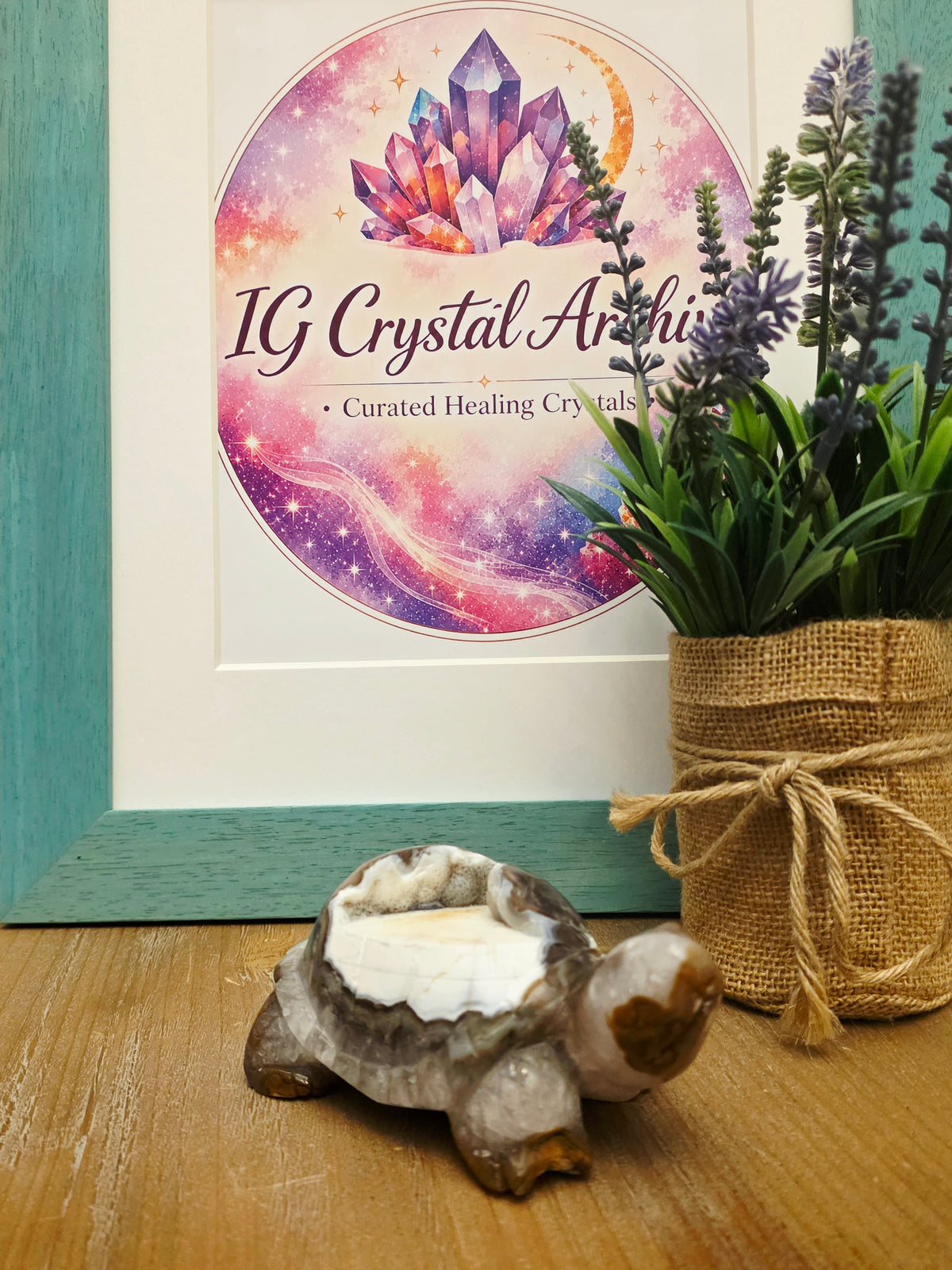 Natural Agate Geode Turtle Carving | Druzy Crystal Turtle | Large 4.25" Crystal Animal | One-of-a-Kind Agate Decor