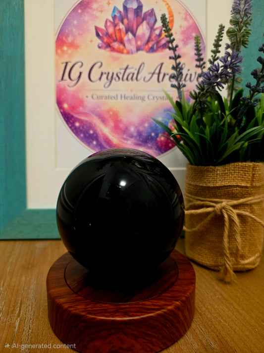Black Obsidian Crystal Sphere | 3” Polished Obsidian Protection Stone